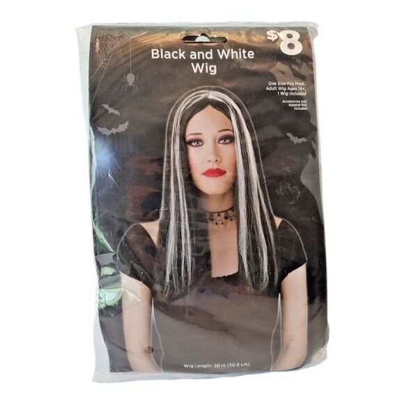Old East Main Company Other - 20" Adult Black & White Wig One Size Fits Most Ages 14* Drama Theater Play Fun